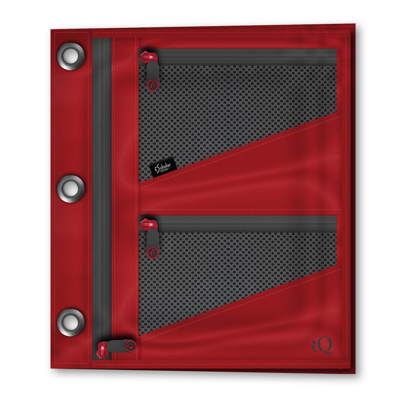 آيسكولار iScholar iQ+ حقيبة أقلام رصاص جامبو قابلة للتوسيع، 3 جيوب، أحمر (55035-RE) - Image 1